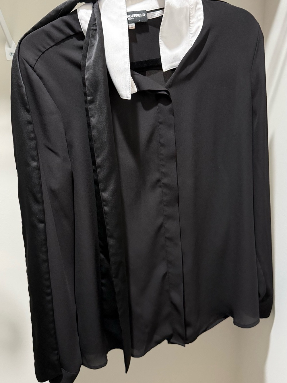 Karl Lagerfeld Black Jacket Blouse with White Collar